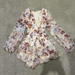 Floral dress/romper with bow in front